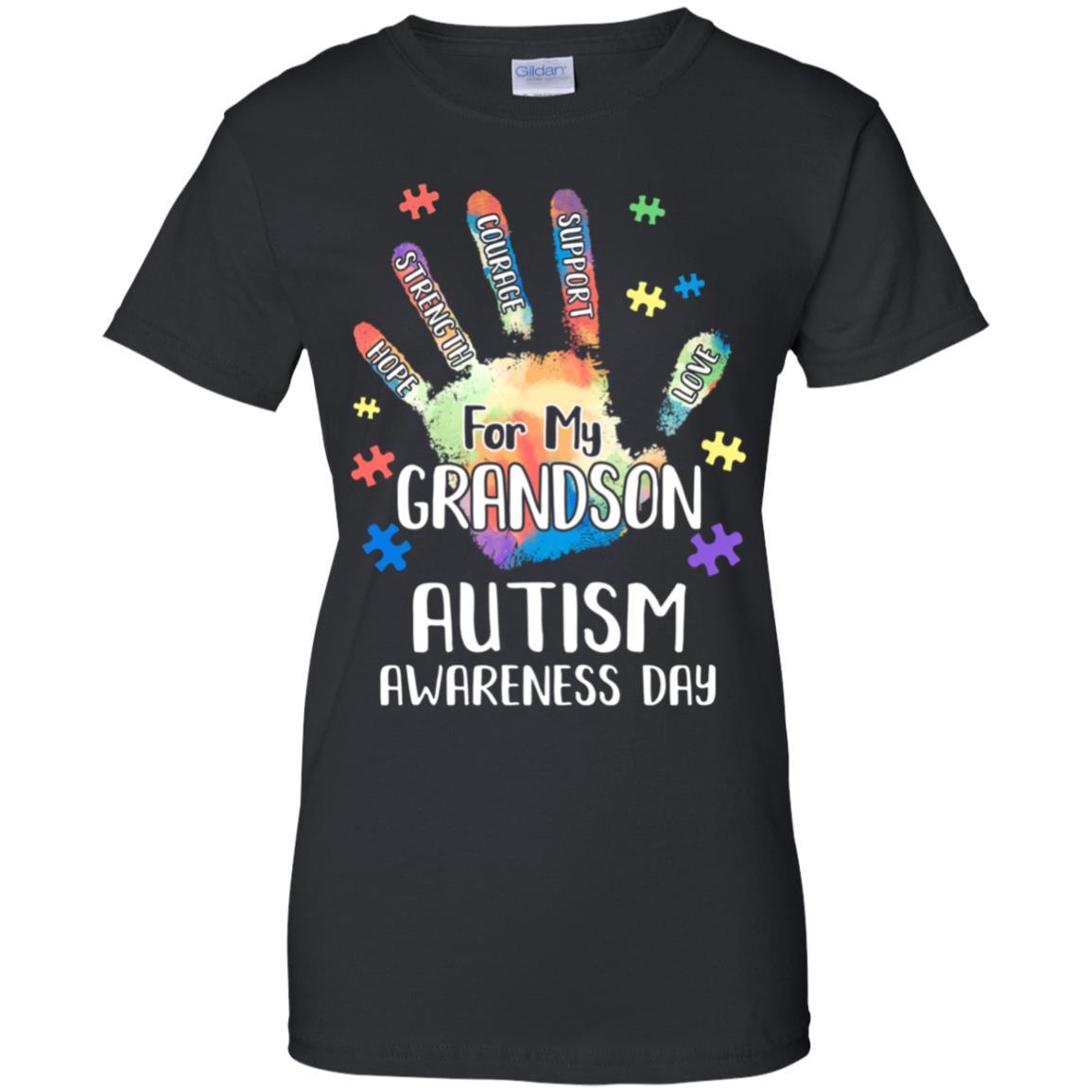 Support Autism Awareness For My Grandson Puzzle Gift-T-Shirt & Hoodie-Women's T-Shirt-Black