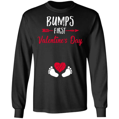 Bumps First Valentine's Day Cute Adorable Baby Pregnancy-T-Shirt & Hoodie-Long Sleeve T-Shirt-Black