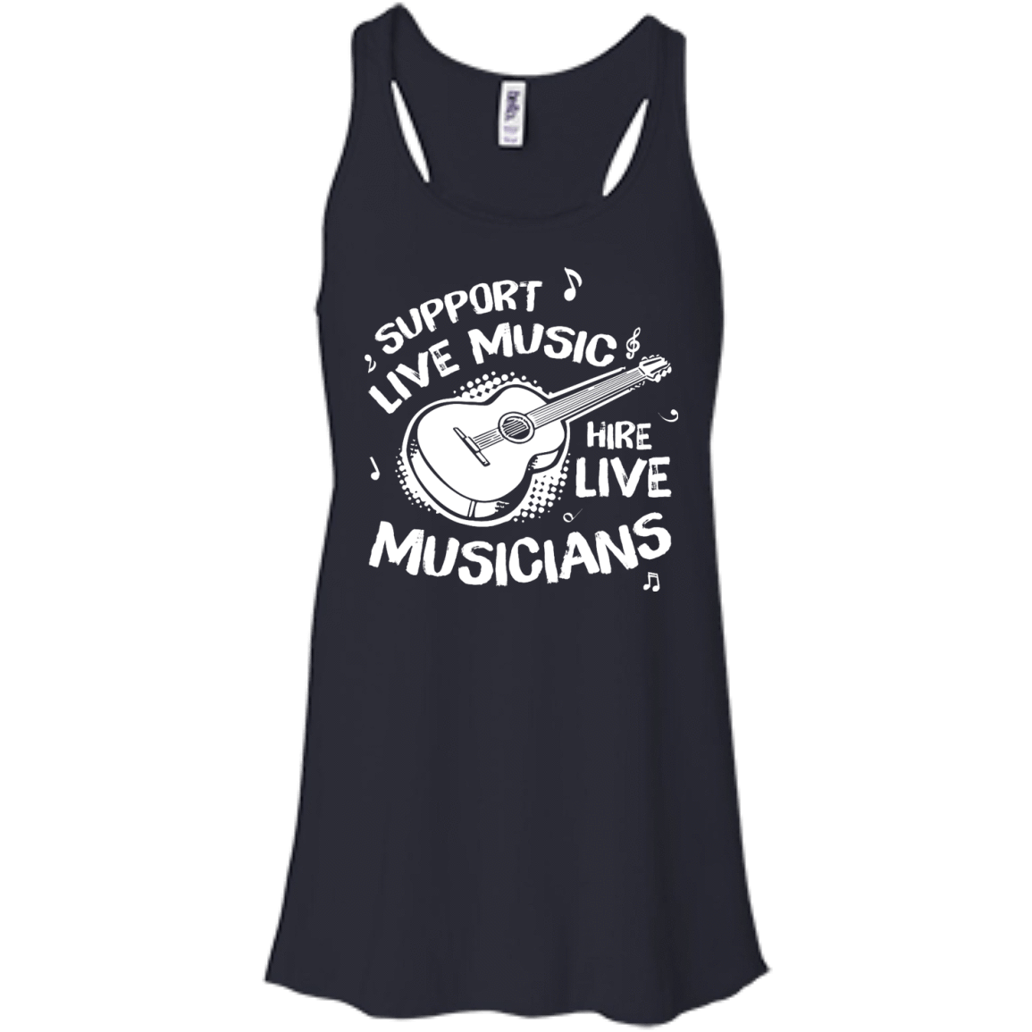 Support Live Music Hire Live Musicans-T-Shirt & Hoodie-Women's Flowy Racerback Tank-Midnight