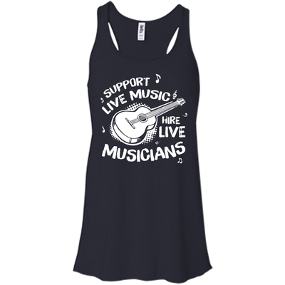 Support Live Music Hire Live Musicans-T-Shirt & Hoodie-Women's Flowy Racerback Tank-Midnight
