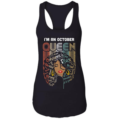 October Birthday For Women Gifts I'm An October Queen Girl-T-Shirt & Tank Top-Women's Ideal Racerback Tank-Black