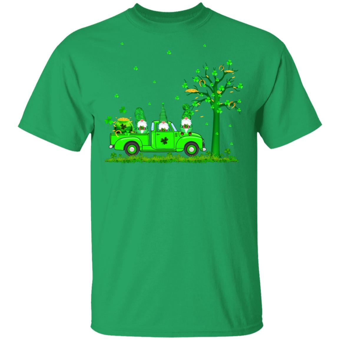 Irish Three Green Gnome Truck Shamrock St Patricks Day Gift-T-Shirt & Hoodie-Classic T-Shirt-Irish Green