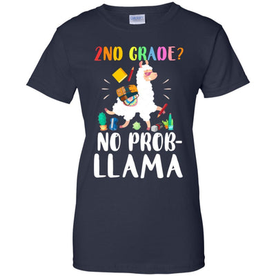 2nd Grade No Prob Llama Funny First Day Of School-T-Shirt & Hoodie-Women's T-Shirt-Navy