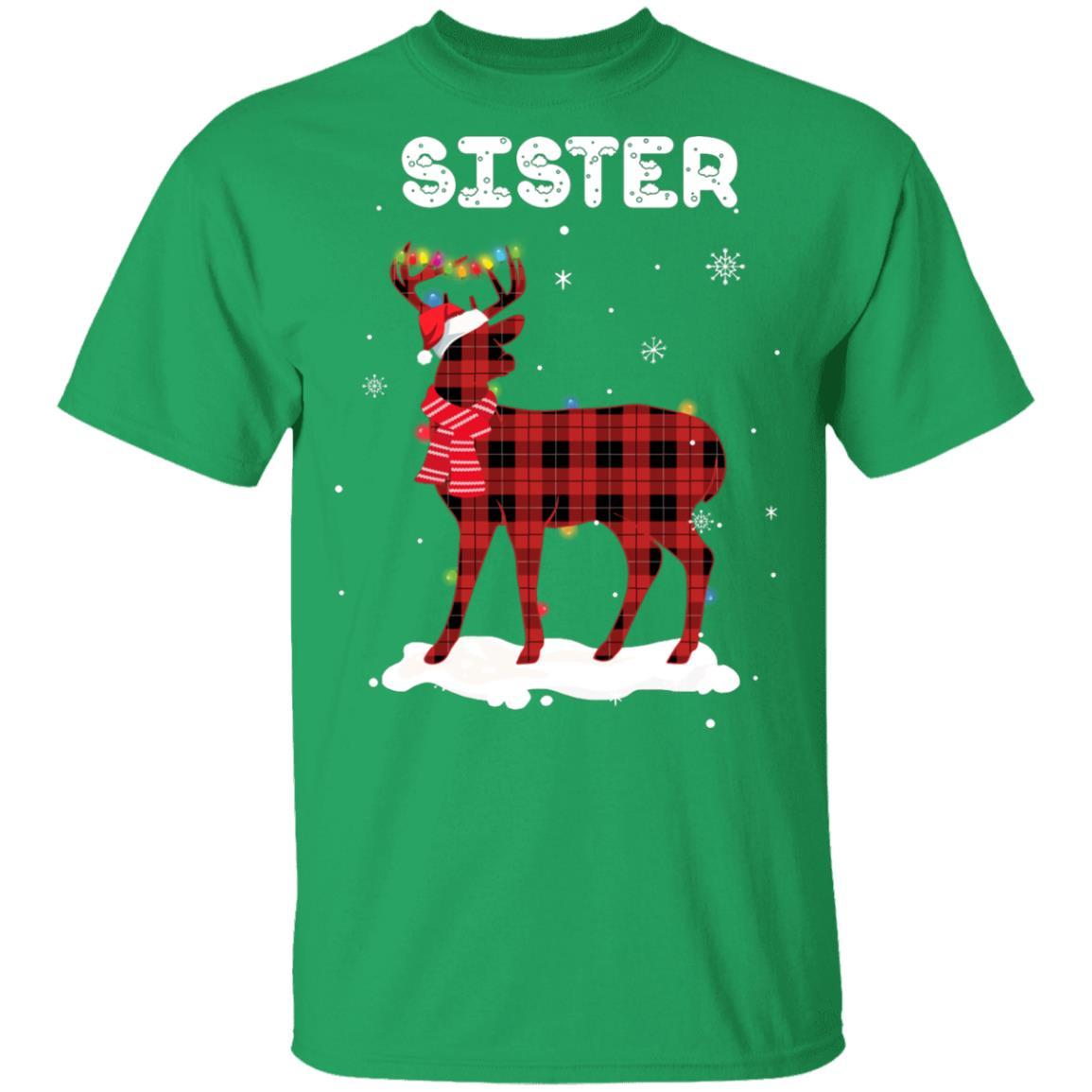 Sister Deer Red Plaid Christmas Family Matching Pajamas-T-Shirt & Sweatshirt-Classic T-Shirt-Irish Green