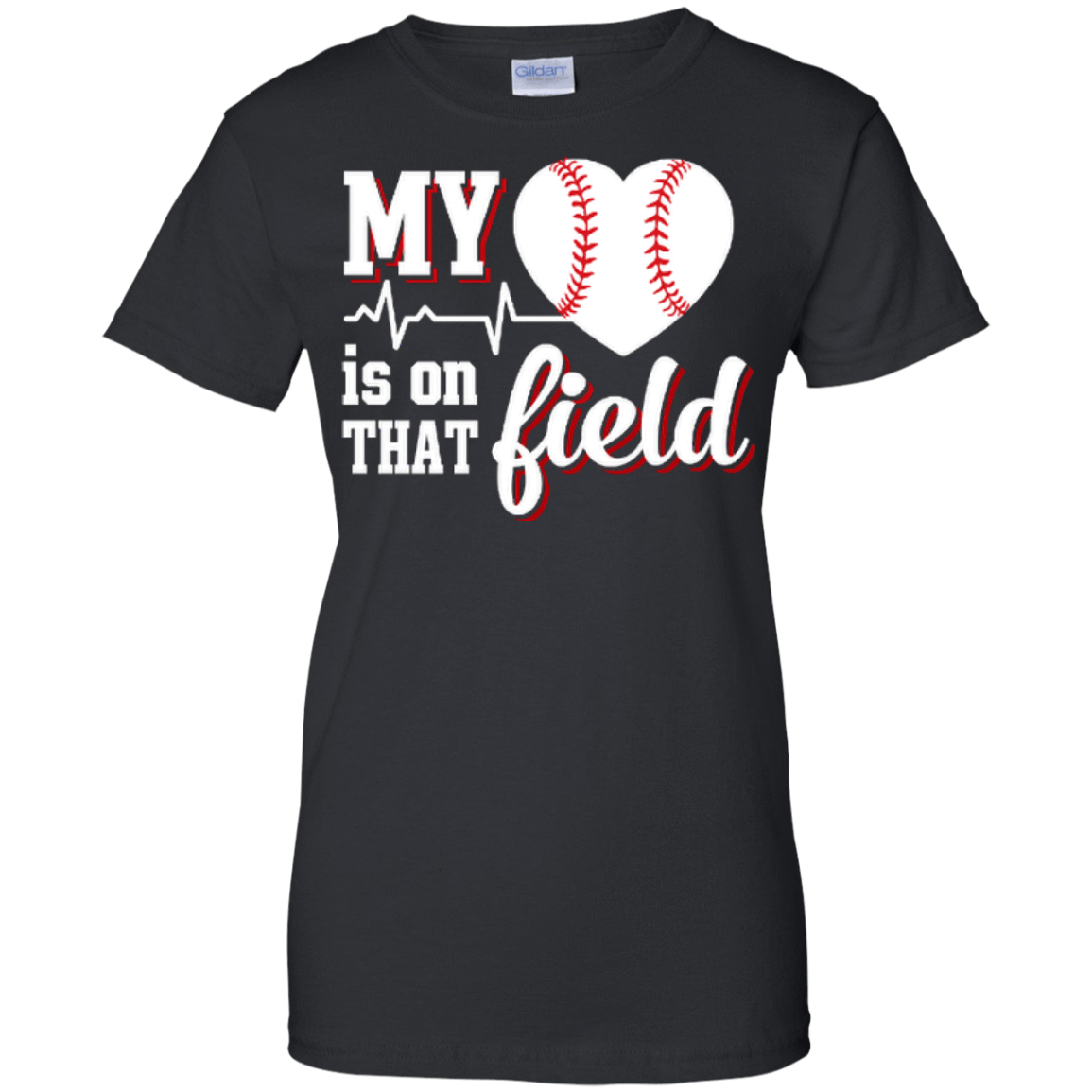 My Heart Is On That Field Baseball-T-Shirt & Hoodie-Women's T-Shirt-Black