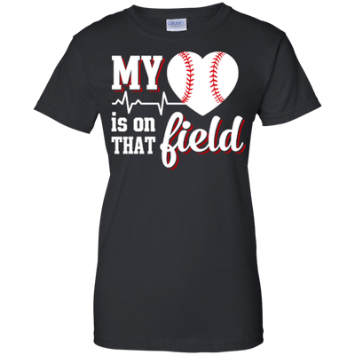 My Heart Is On That Field Baseball-T-Shirt & Hoodie-Women's T-Shirt-Black