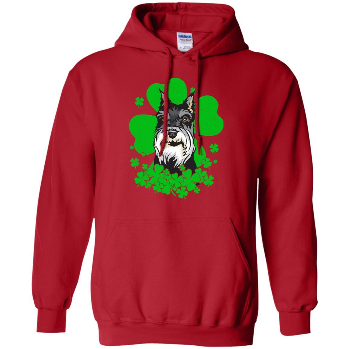 Schnauzer St. Patrick's Day Clovers-T-Shirt & Hoodie-Pullover Hoodie-Red