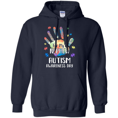 Support Autism Awareness For My Nephew Puzzle Gift-T-Shirt & Hoodie-Pullover Hoodie-Navy