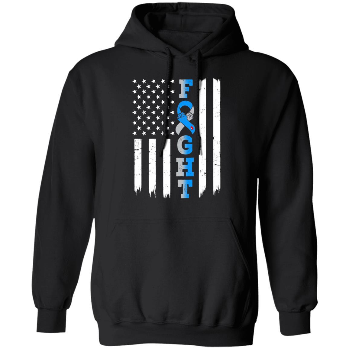 Diabetes Awareness American Flag Distressed-T-Shirt & Hoodie-Pullover Hoodie-Black