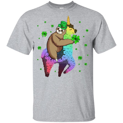Leprechaun Sloth Riding Llama Unicorn St Patricks Day Youth-Youth Shirt-Youth T-Shirt-Sport Grey