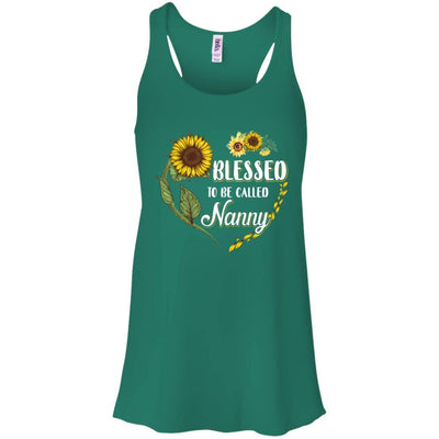 Blessed To Be Called Nanny Sunflower Mothers Day Gift-T-Shirt & Tank Top-Women's Flowy Racerback Tank-Kelly Green
