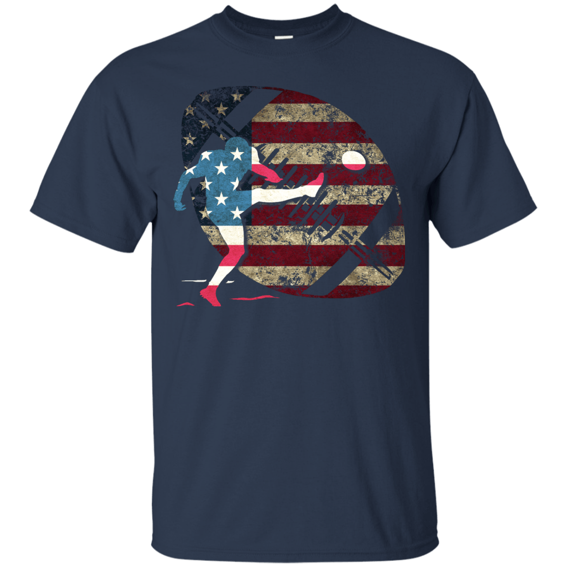 Kicker Football America Flag-T-Shirt & Hoodie-Classic T-Shirt-Navy