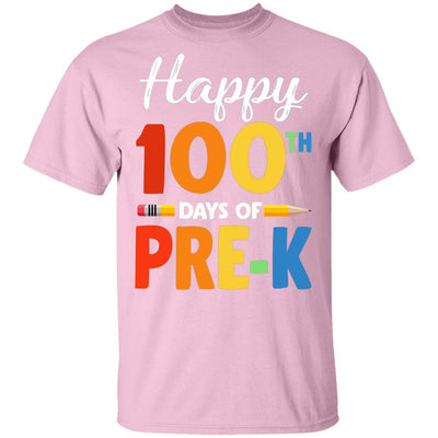 Happy 100th Day of Pre-K Teacher or Student Gift Youth-Youth Shirt-Youth T-Shirt-Light Pink