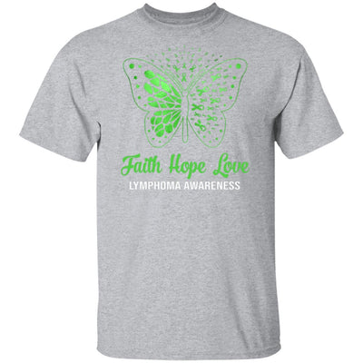 Faith Hope Love Green Butterfly Lymphoma Awareness-T-Shirt & Hoodie-Classic T-Shirt-Sport Grey