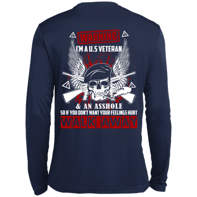 I'm A U.S Veteran And An A**hole-T-Shirt & Hoodie-Long Sleeve T-Shirt-Navy