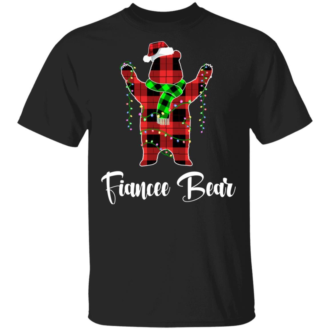 Red Plaid Fiancee Bear Couple Matching Christmas Pajama-T-Shirt & Sweatshirt-Classic T-Shirt-Black