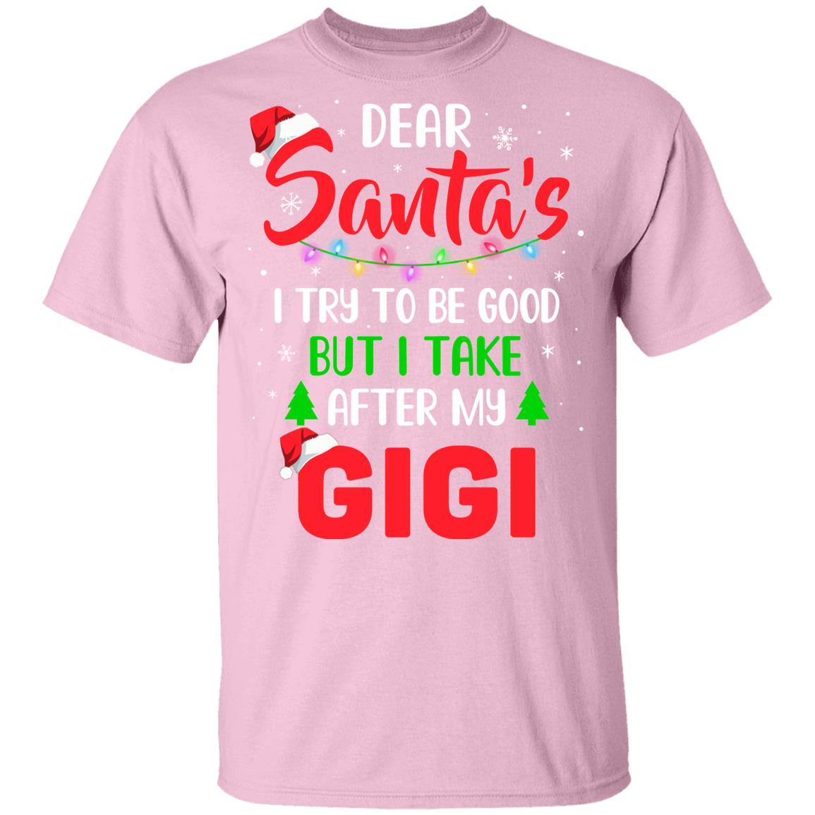 Dear Santa I Tried To Be Good But My Gigi Christmas Kids Youth-Youth Shirt-Youth T-Shirt-Light Pink