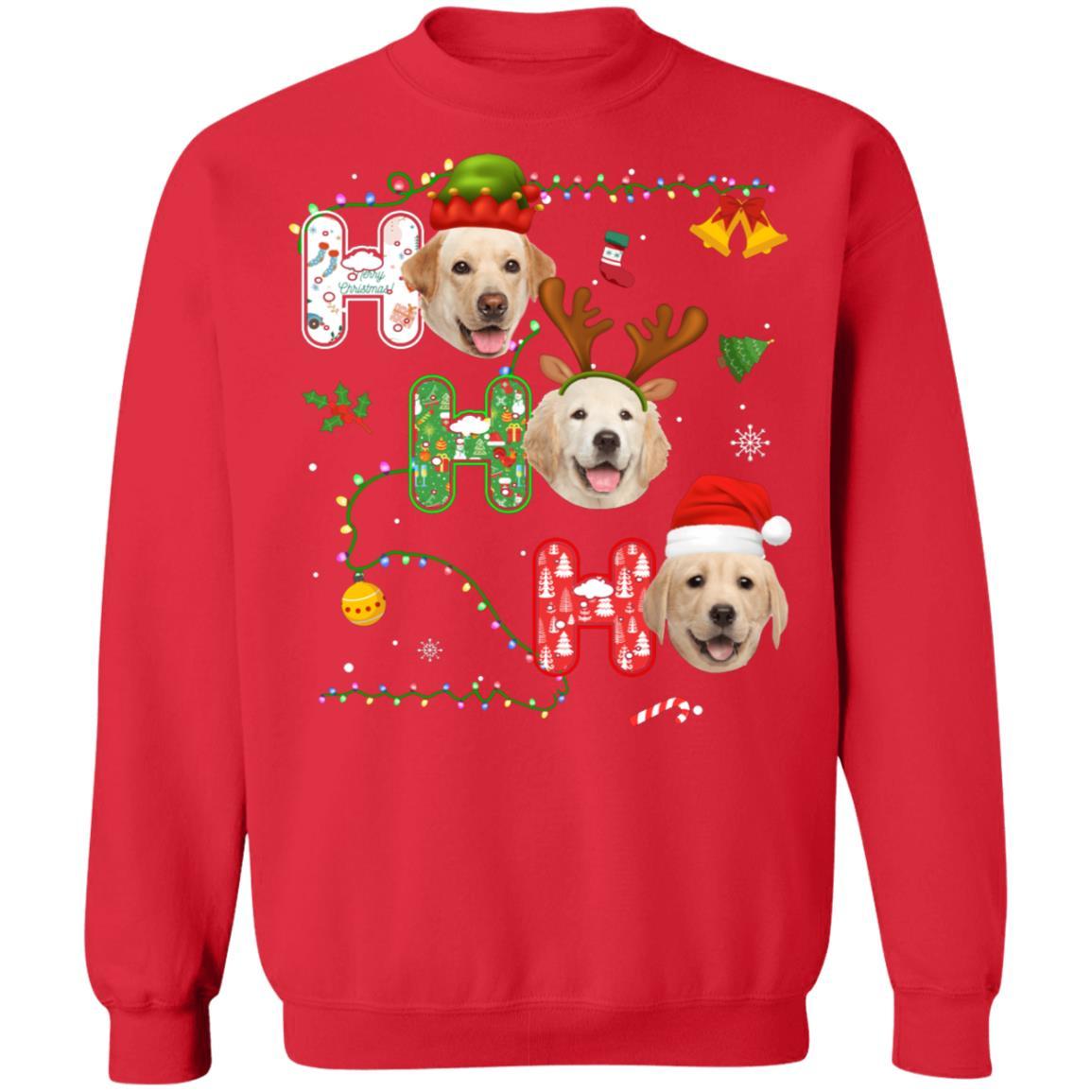 Christmas Ho Ho Ho Labrador Lover Funny Xmas Gift-T-Shirt & Sweatshirt-Crewneck Sweatshirt-Red