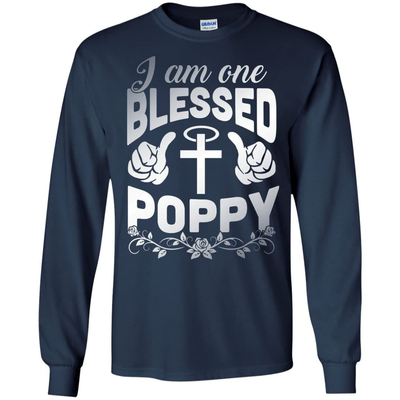 I Am One Blessed Poppy-T-Shirt & Hoodie-Long Sleeve T-Shirt-Navy