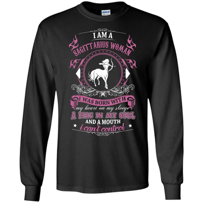 I Am A Sagittarius Woman I Was Born With-T-Shirt & Hoodie-Long Sleeve T-Shirt-Black