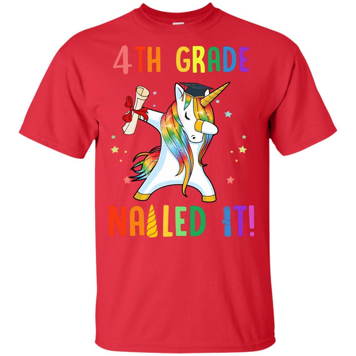 Dabbing 4th Grade Unicorn Nailed It Graduation Class Of 2021 Youth-Youth Shirt-Youth T-Shirt-Red