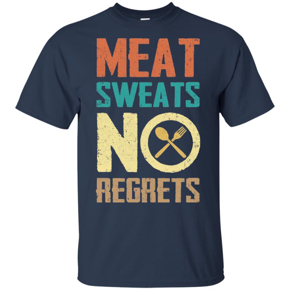 Vintage Retro Meat Sweats No Regrets Funny BBQ-T-Shirt & Hoodie-Classic T-Shirt-Navy