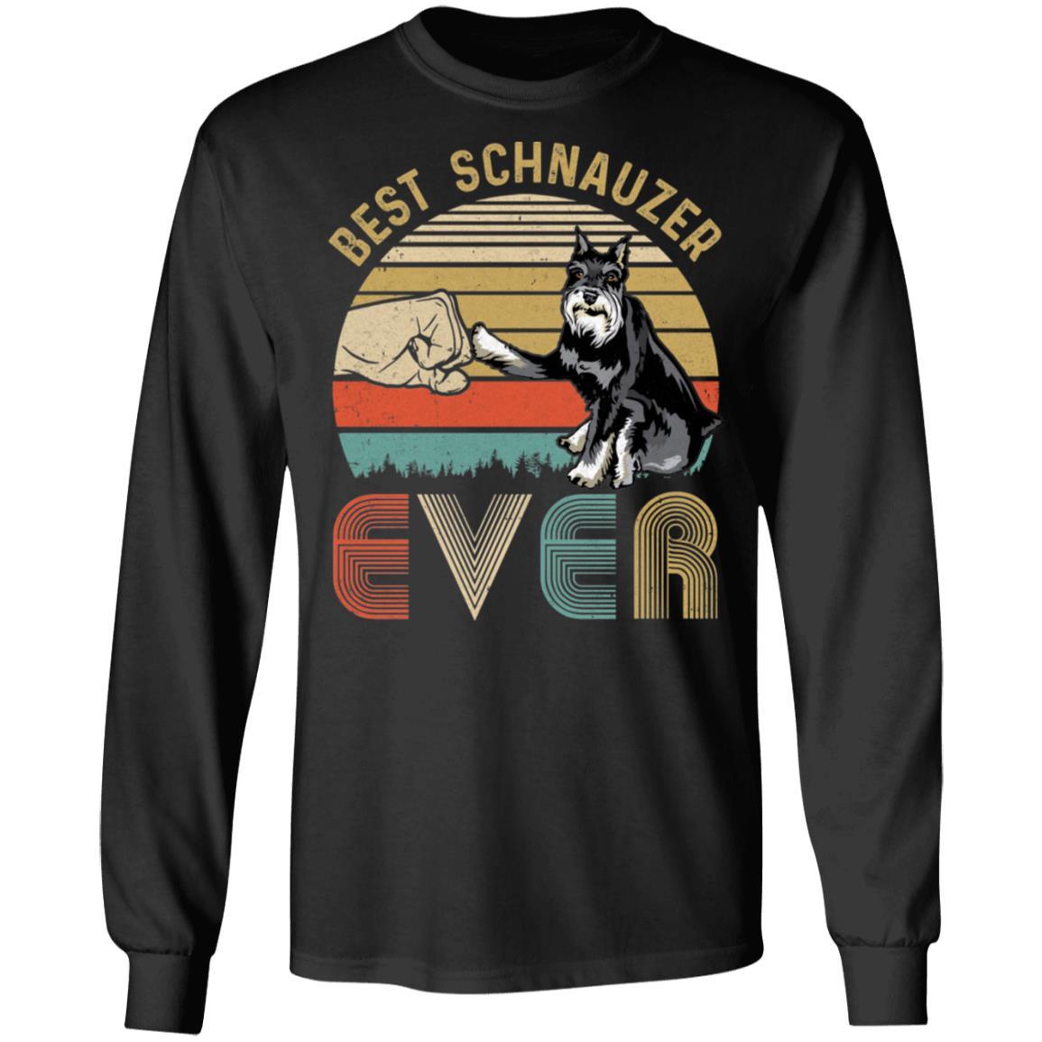 Vintage Best Schnauzer Dad Ever Bump Fit Funny Dad Gifts-T-Shirt & Hoodie-Long Sleeve T-Shirt-Black