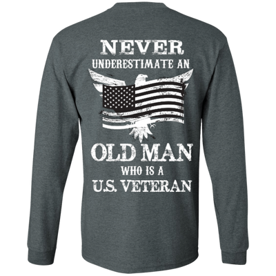 Never Undetimate US veteran-T-Shirt & Hoodie-Long Sleeve T-Shirt-Dark Heather