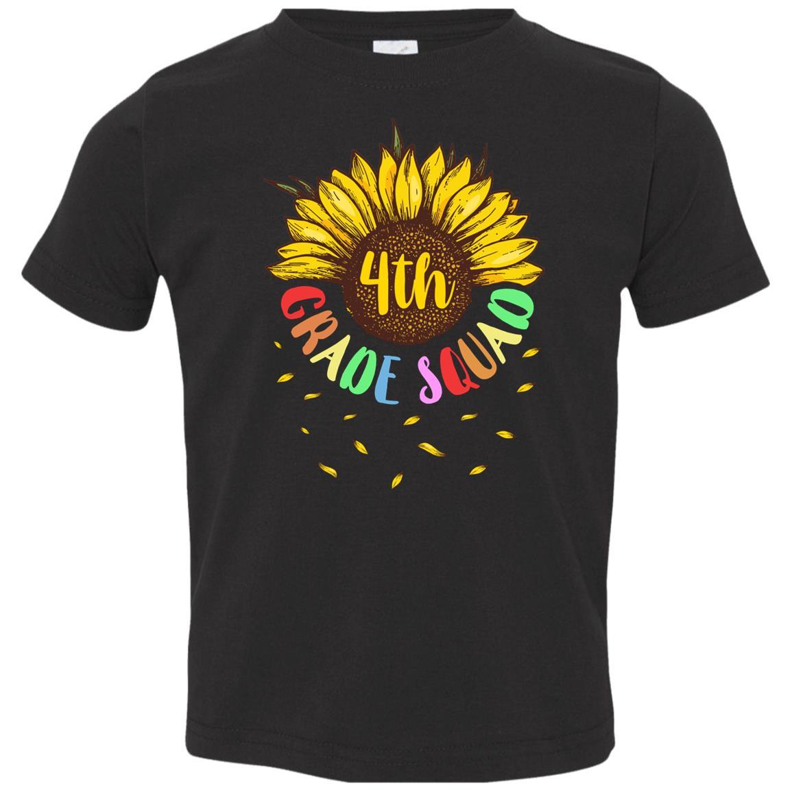 Sunflower 4th Grade Squad First Grade Teacher Youth-Youth Shirt-Toddler T-Shirt-Black