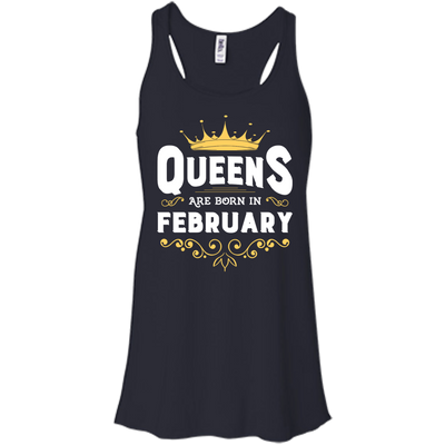 Queens Are Born In February-T-Shirt & Hoodie-Women's Flowy Racerback Tank-Midnight