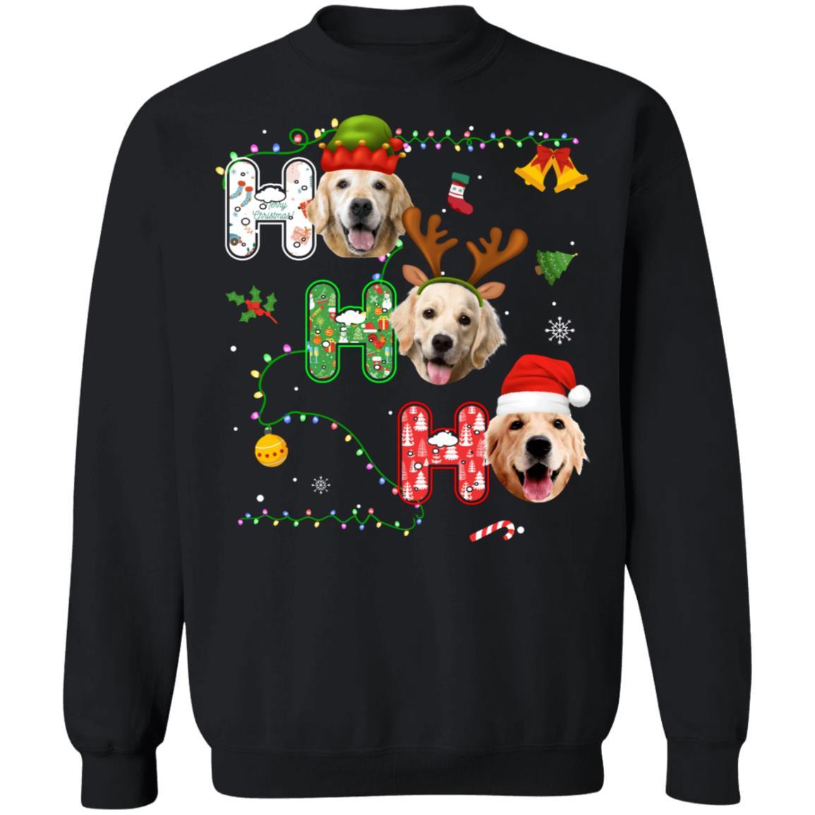 Christmas Ho Ho Ho Golden Retriever Lover Funny Xmas Gift-T-Shirt & Sweatshirt-Crewneck Sweatshirt-Black