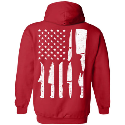 Chef Knife Patriotic American Flag Kitchen-T-Shirt & Hoodie-Pullover Hoodie-Red