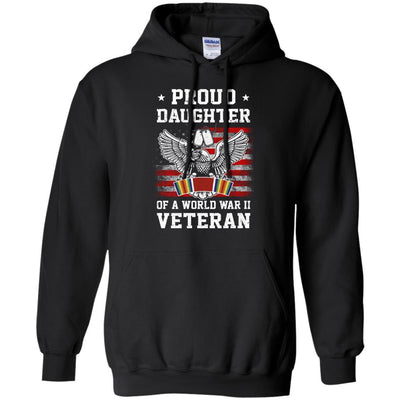 Proud Daughter Of World War 2 Veteran Patriotic-T-Shirt & Hoodie-Pullover Hoodie-Black