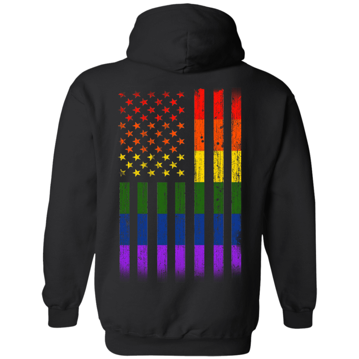 Rainbow Lesbian Gay Pride LGBT America Flag-T-Shirt & Hoodie-Pullover Hoodie-Black