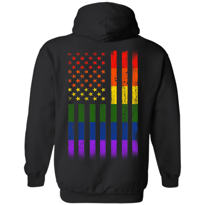 Rainbow Lesbian Gay Pride LGBT America Flag-T-Shirt & Hoodie-Pullover Hoodie-Black