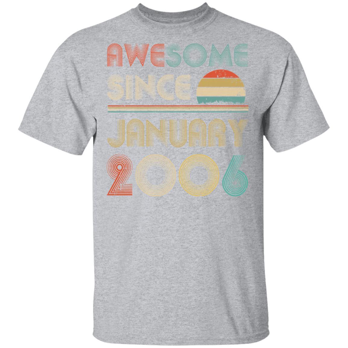 Awesome Since January 2006 Vintage 15th Birthday Gifts-T-Shirt & Hoodie-Classic T-Shirt-Sport Grey