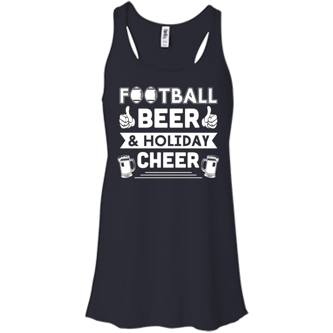 Football Beer Holiday Cheer-T-Shirt & Hoodie-Women's Flowy Racerback Tank-Midnight
