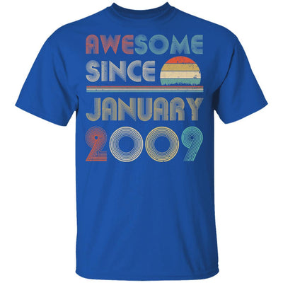 Awesome Since January 2009 Vintage 12th Birthday Gifts Youth-Youth Shirt-Youth T-Shirt-Royal