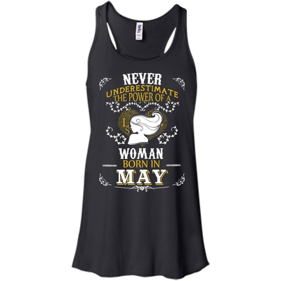 A Woman Born In MAY-T-Shirt & Hoodie-Women's Flowy Racerback Tank-Black