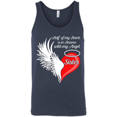 Sister Half My Heart Is In Heaven With My Angel-T-Shirt & Hoodie-Unisex Tank-Navy