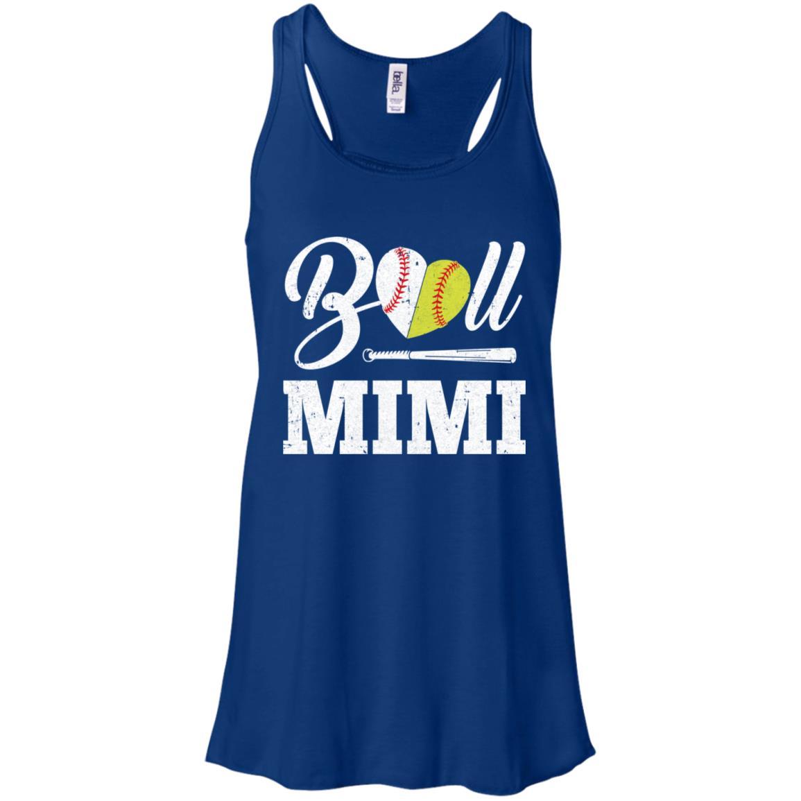 Funny Ball Mimi Softball Baseball Mothers Day Gifts-T-Shirt & Tank Top-Women's Flowy Racerback Tank-True Royal