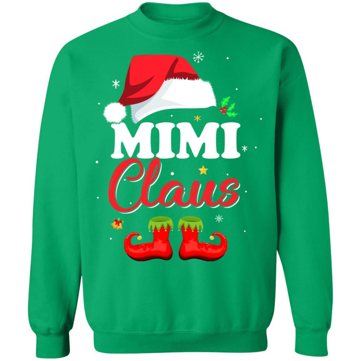 Santa Mimi Claus Matching Family Pajamas Christmas Gifts-T-Shirt & Sweatshirt-Crewneck Sweatshirt-Irish Green
