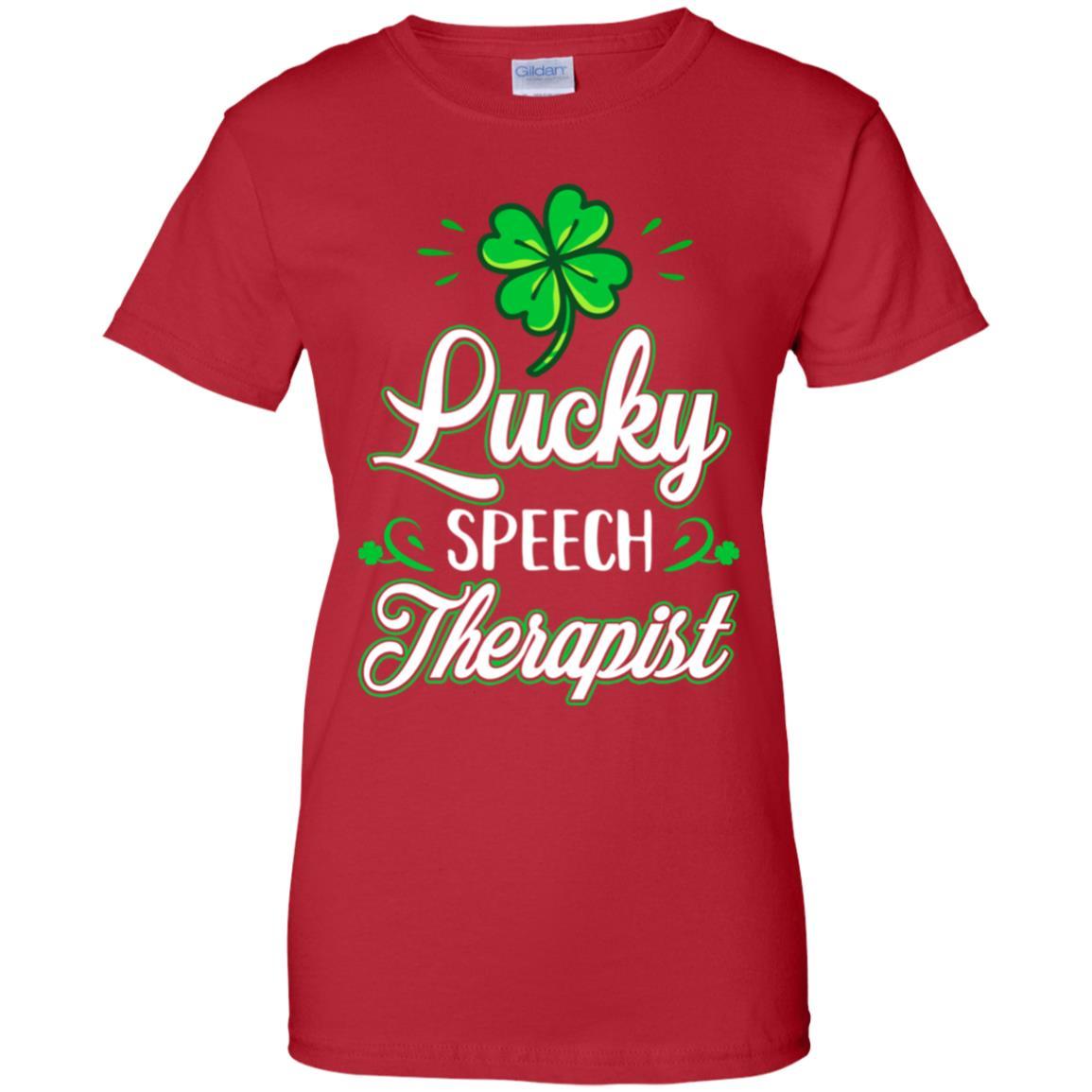 Lucky Speech Therapist St Patricks Day School Teacher-T-Shirt & Hoodie-Women's T-Shirt-Red