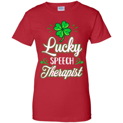 Lucky Speech Therapist St Patricks Day School Teacher-T-Shirt & Hoodie-Women's T-Shirt-Red