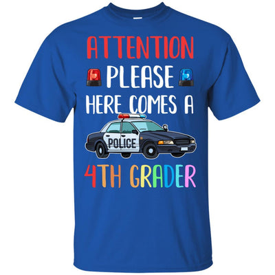 Kids First Day Of School 2021 4th Grade Police Attention Please Youth-T-Shirt & Hoodie-Youth T-Shirt-Royal