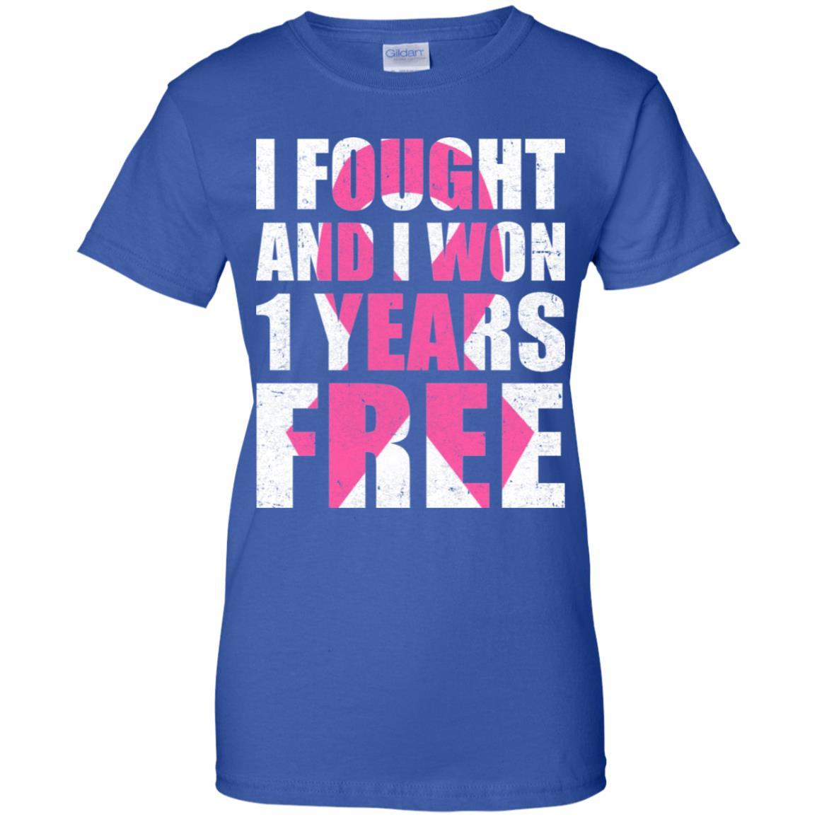 I Fought An I Won 1 Year Free Fight Support Breast Cancer-T-Shirt & Hoodie-Women's T-Shirt-Royal
