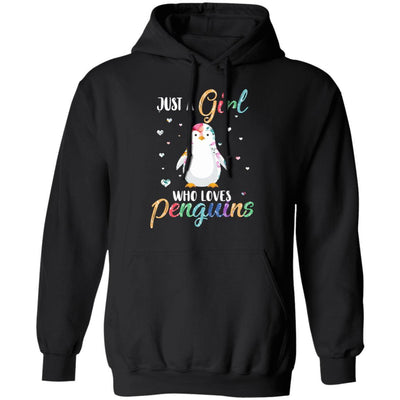 Just A Girl Who Loves Penguins Cute Penguin Lover-T-Shirt & Hoodie-Pullover Hoodie-Black