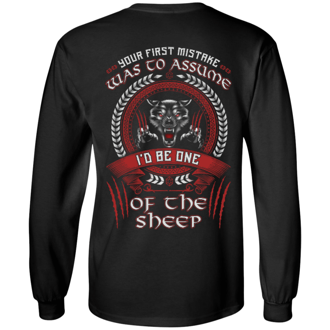 I'd Be One Of The Sheep Wolf Of Odin-T-Shirt & Hoodie-Long Sleeve T-Shirt-Black