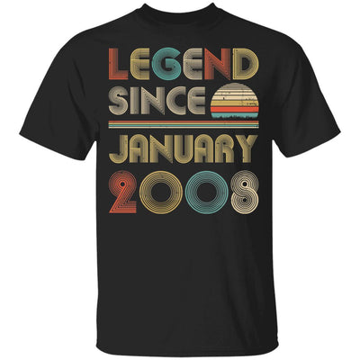 Legend Since January 2008 Vintage 13th Birthday Gifts Youth-Youth Shirt-Youth T-Shirt-Black
