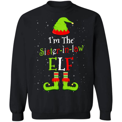 I'm The Sister-In-Law Elf Family Matching Funny Christmas Group Gift-T-Shirt & Sweatshirt-Crewneck Sweatshirt-Black